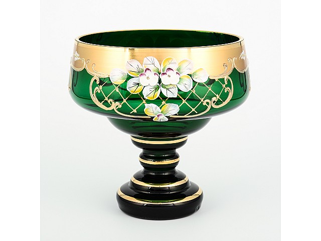 Конфетница Лепка зеленая S-A Bohemia Crystal 16 см 22907