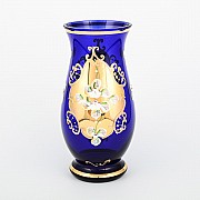 Ваза для цветов Лепка Синяя S-A Bohemia Crystal широкая 21 см