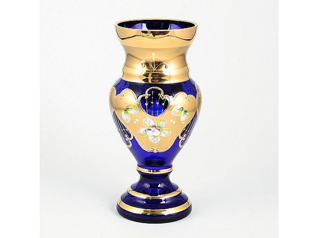 Ваза для цветов Лепка Синяя S-A Bohemia Crystal на ножке 21 см