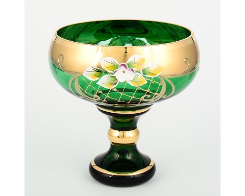 Конфетница 13 см Bohemia Crystal Лепка Зеленая S-A