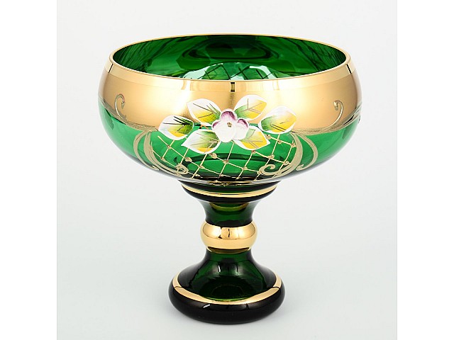 Конфетница 13 см Bohemia Crystal Лепка Зеленая S-A