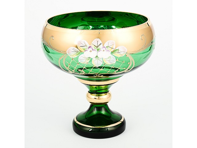 Конфетница Лепка зеленая S-A Bohemia Crystal 16 см 22926