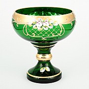 Конфетница на ножке Лепка Зеленая S-A Bohemia Crystal 21 см