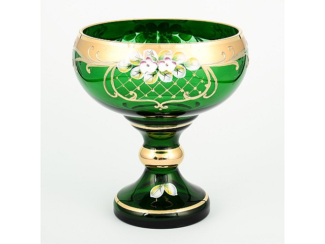 Конфетница на ножке Лепка Зеленая S-A Bohemia Crystal 21 см Конфетница на ножке Лепка Зеленая S-A Bohemia Crystal 21 см