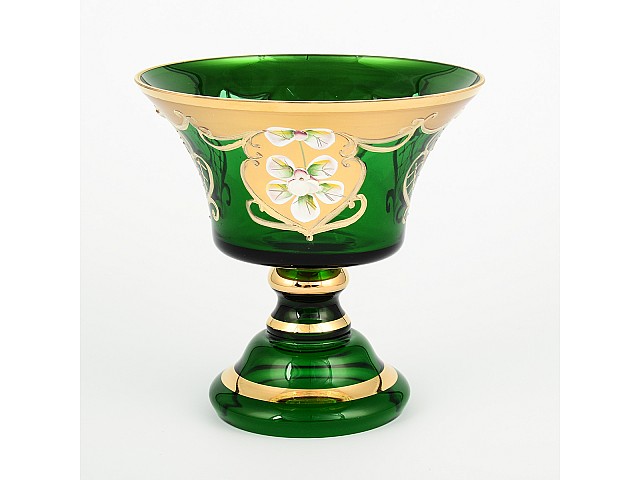 Конфетница Лепка зеленая S-A Bohemia Crystal 16 см 22932