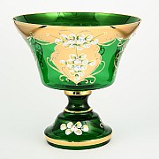 Конфетница 26 см Bohemia Crystal Лепка Зеленая S-A