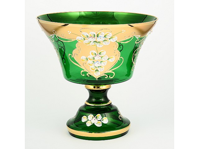 Конфетница 26 см Bohemia Crystal Лепка Зеленая S-A