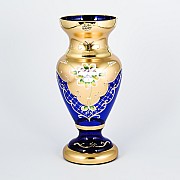 Ваза для цветов Лепка Синяя B-L Bohemia на ножке 26 см