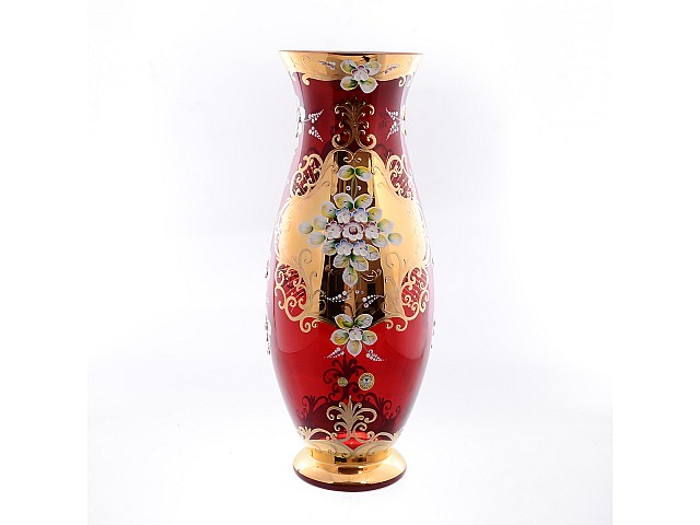 Ваза для цветов Bohemia Лепка красная 50см