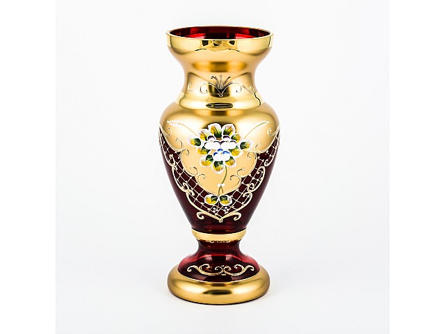 Ваза Лепка Красная B-L Bohemia Crystal на ножке 26 см