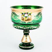 Ваза для конфет стеклянная Лепка зеленая И-В Bohemia Crystal 16 см
