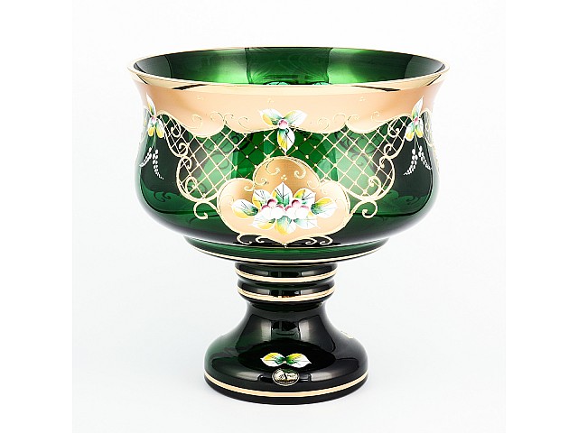 Конфетница Bohemia Crystal Лепка зеленая И-В 26 см