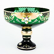 Конфетница на ножке Лепка зеленая И-В Bohemia Crystal 20 см