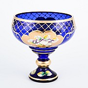 Конфетница синяя Лепка И-В Bohemia Crystal 13 см
