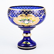 Конфетница Лепка синяя И-В Bohemia Crystal 16 см