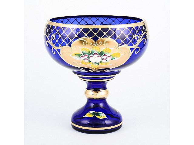 Конфетница Лепка синяя И-В Bohemia Crystal 16 см