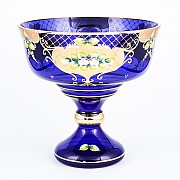 Конфетница Лепка синяя И-В Bohemia Crystal 26 см