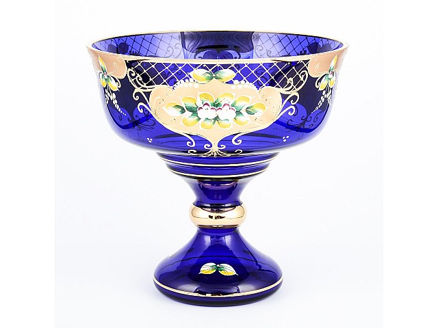 Конфетница Лепка синяя И-В Bohemia Crystal 26 см