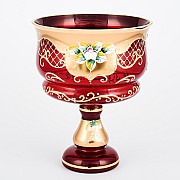 Конфетница на ножке Лепка красная И-В Bohemia Crystal 16 см