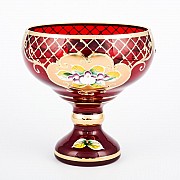 Конфетница на ножке Лепка красная И-В Bohemia Crystal 13 см