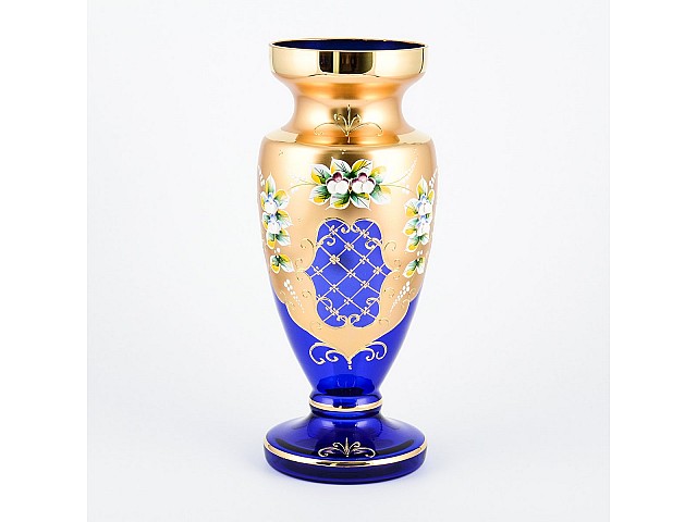 Ваза для цветов И-В синяя Bohemia Crystal 30 см