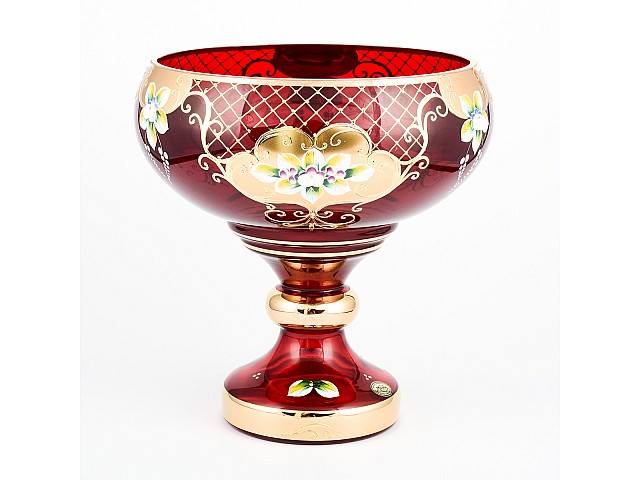 Конфетница Лепка красная И-В Bohemia Crystal 26 см