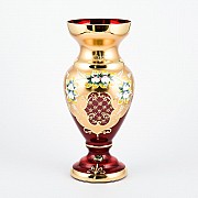 Ваза для цветов И-В красная Bohemia Crystal на ножке 30 см