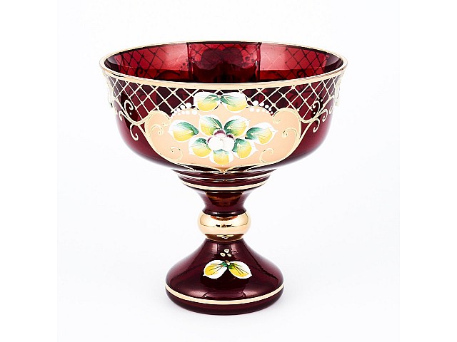 Конфетница Лепка красная И-В Bohemia Crystal 16 см