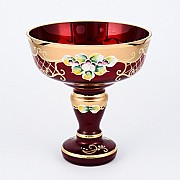 Конфетница Bohemia Crystal Лепка красная золото 16 см