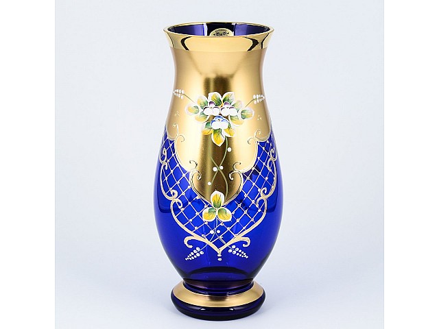 Ваза для цветов Лепка Синяя B-L Bohemia 26 см