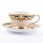 Набор чайных пар Falkenporzellan Natalia cobalt gold 220 мл 6 пар