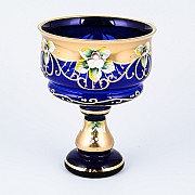 Конфетница на ножке Лепка синяя И-В Bohemia Crystal 13 см