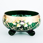 Конфетница тройножка Зеленая Bohemia Star Crystal 13см