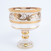 Конфетница 16 см Золотые цветы белая Star Crystal
