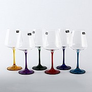 Набор бокалов для вина 360 мл цветной Наоми Crystalite Bohemia 6 шт