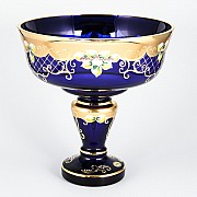 Фруктовница на ножке И-В синяя Bohemia Crystal 26 см