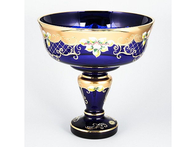 Фруктовница на ножке И-В синяя Bohemia Crystal 26 см Фруктовница на ножке И-В синяя Bohemia Crystal 26 см