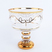 Конфетница 20 см на ножке Karo золото Bohemia Crystal