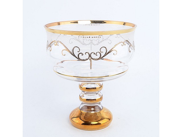 Конфетница 20 см на ножке Karo золото Bohemia Crystal