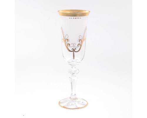 Набор для шампанского 150 мл 6 шт Karo золото Bohemia Crystal