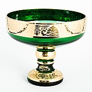 Ваза конфетница Лепка зеленая И-В Bohemia Crystal 16 см