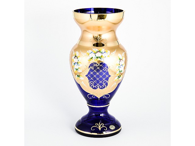 Ваза для цветов И-В синяя Bohemia Crystal 35 см