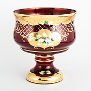 Конфетница на ножке Лепка красная И-В Bohemia Crystal 20 см