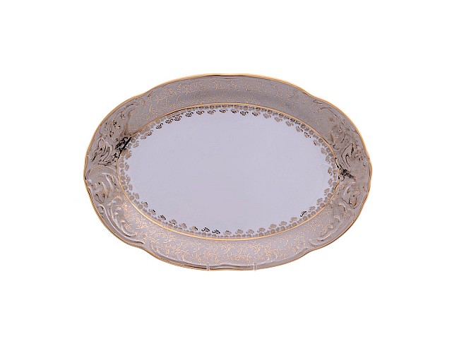 Блюдо овальное 36 см Фредерика Лист Бежевый