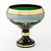 Фруктовница на ножке Зеленая Star Crystal 26 см