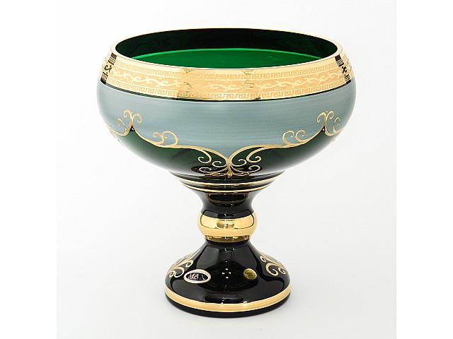 Фруктовница на ножке Зеленая Star Crystal 26 см