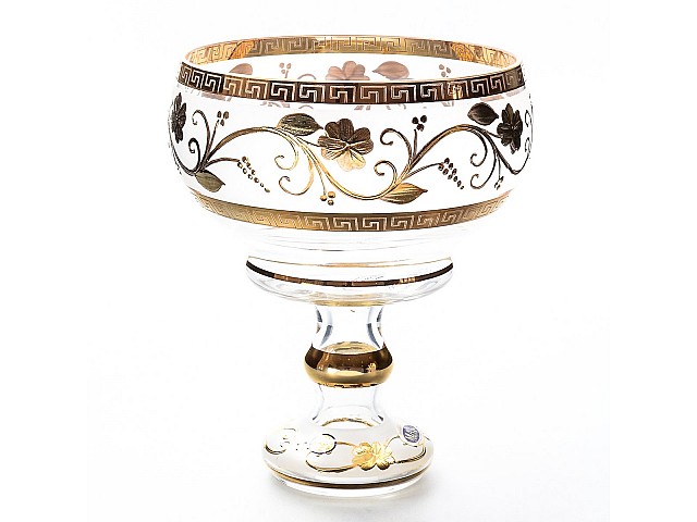 Конфетница Bohemia Star Crystal 20 см Золотые цветы