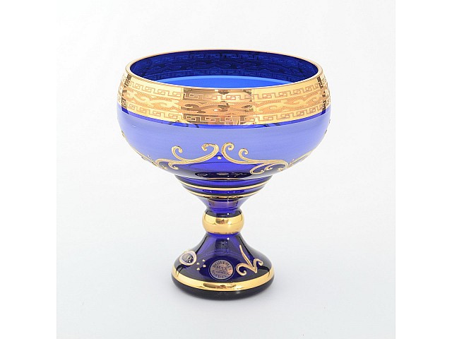 Конфетница на ножке синяя 13 см Star Crystal