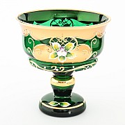 Конфетница на ножке Лепка зеленая Star Crystal 13 см