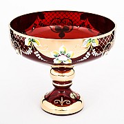 Конфетница Лепка красная И-В Bohemia Crystal 20 см